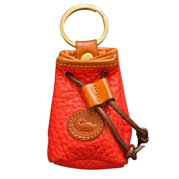 Dooney & Bourke Handbags - Vintage Dooney & Bourke RARE Pebbled Leather Drawstring Keychain Coin Pouch Red